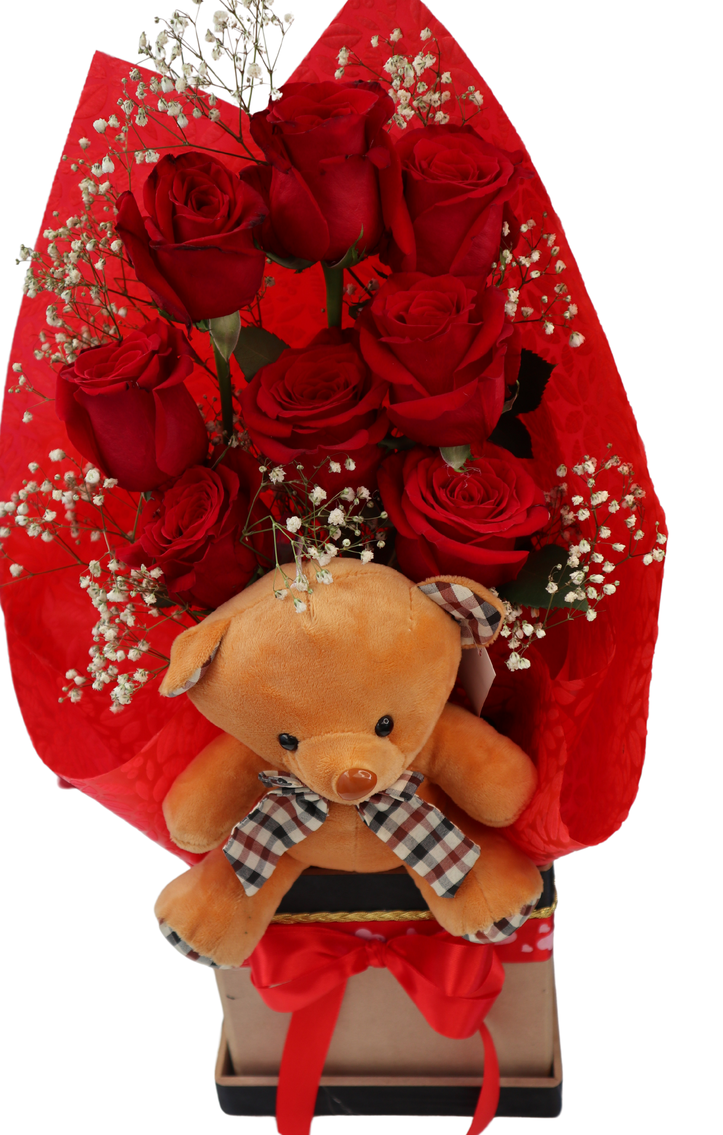 flores con peluche