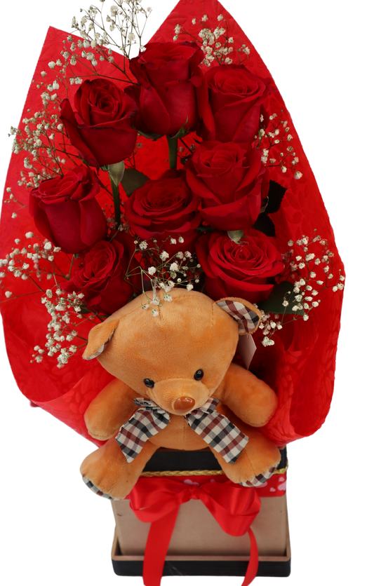 flores con peluche